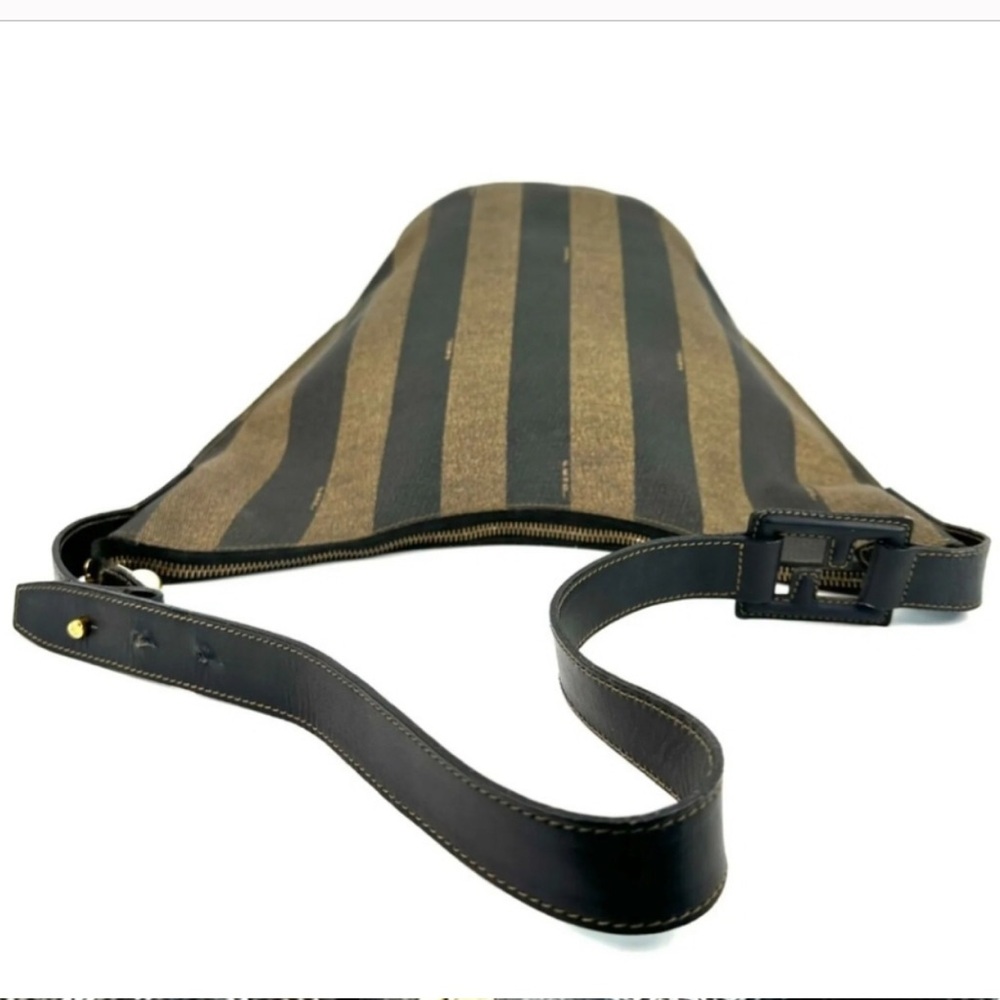 FENDI Pequin Stripe Shoulder Bag Bucket Tote Vintage - Picture 6 of 15